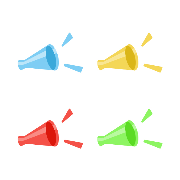 カラーメガホンの無料線なしイラスト