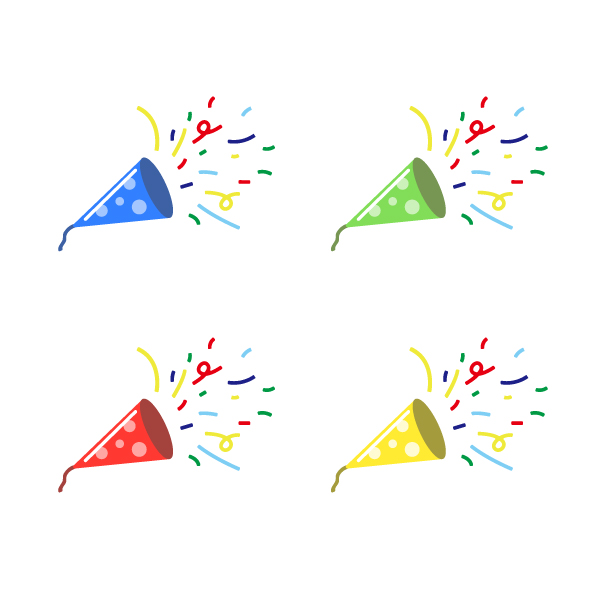 カラフルクラッカーの無料線なしイラスト