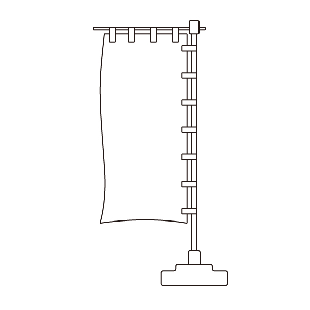 のぼり旗の無料モノクロイラスト