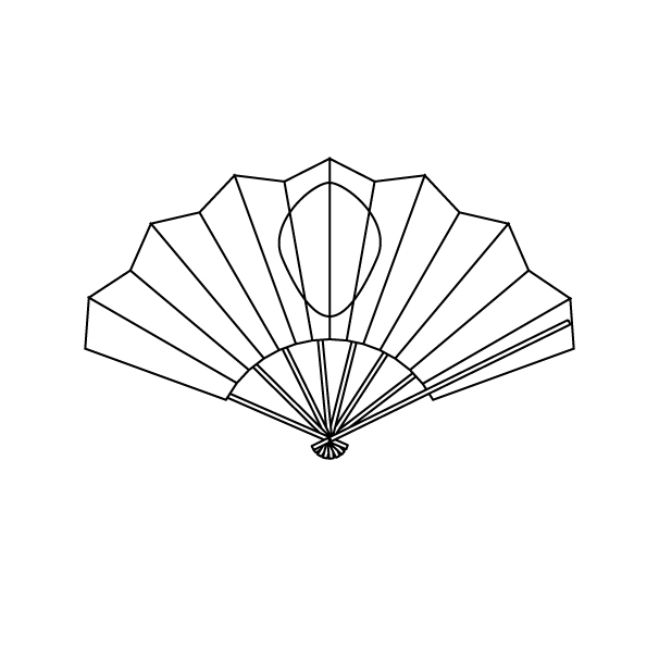 扇子（日の丸）の無料モノクロイラスト