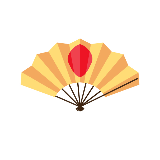扇子（日の丸）の無料線なしイラスト