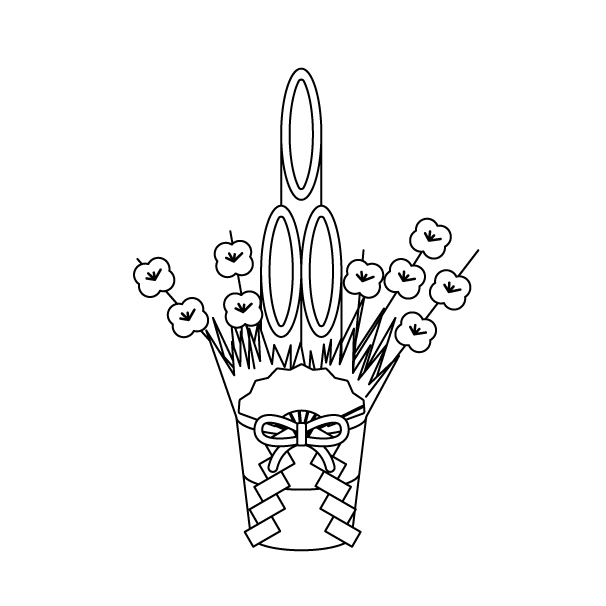 門松の無料モノクロイラスト