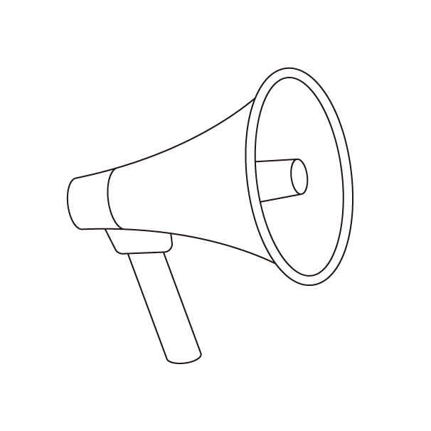 メガホンの無料モノクロイラスト