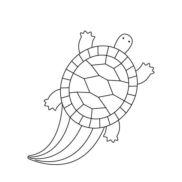 蓑亀(みのがめ)の無料モノクロイラスト