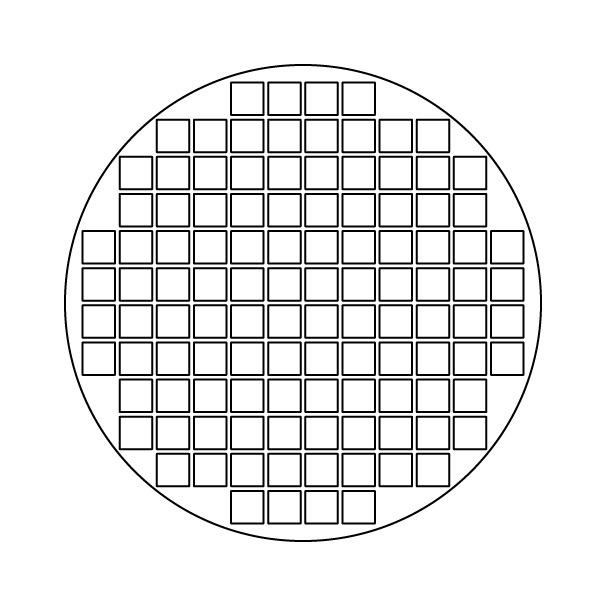 シリコンウエハーの無料モノクロイラスト