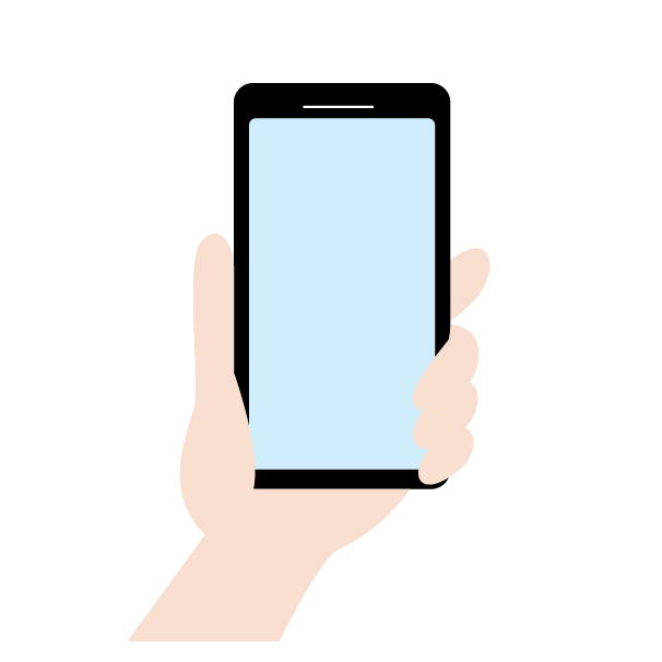 スマートフォンを片手で持つ様子の無料線なしイラスト