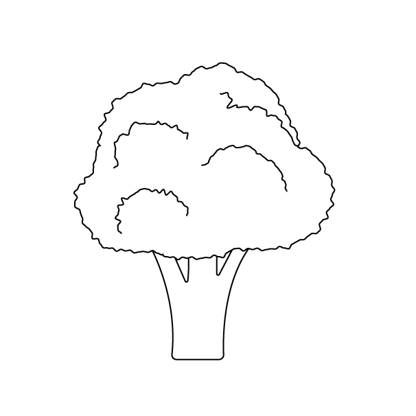 ブロッコリーの無料モノクロイラスト