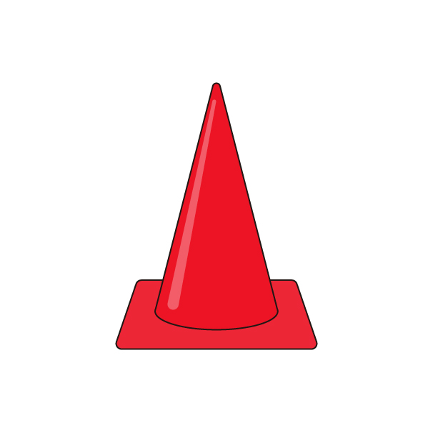 赤いカラーコーンの無料カラーイラスト