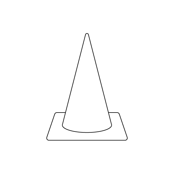 赤いカラーコーンの無料モノクロイラスト