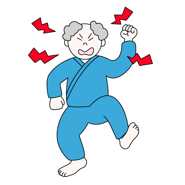 過活動性せん妄の高齢の男性患者の無料カラーイラスト