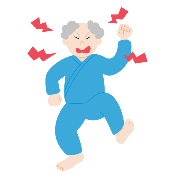 過活動性せん妄の高齢の男性患者の無料線なしイラスト