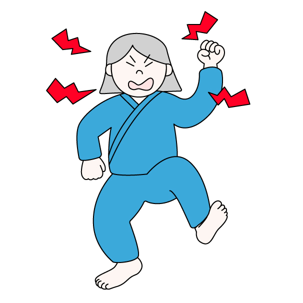 過活動性せん妄の高齢の女性患者の無料カラーイラスト