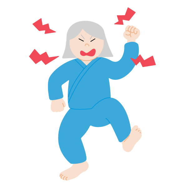 過活動性せん妄の高齢の女性患者の無料線なしイラスト