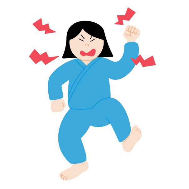 過活動性せん妄の女性患者の無料線なしイラスト