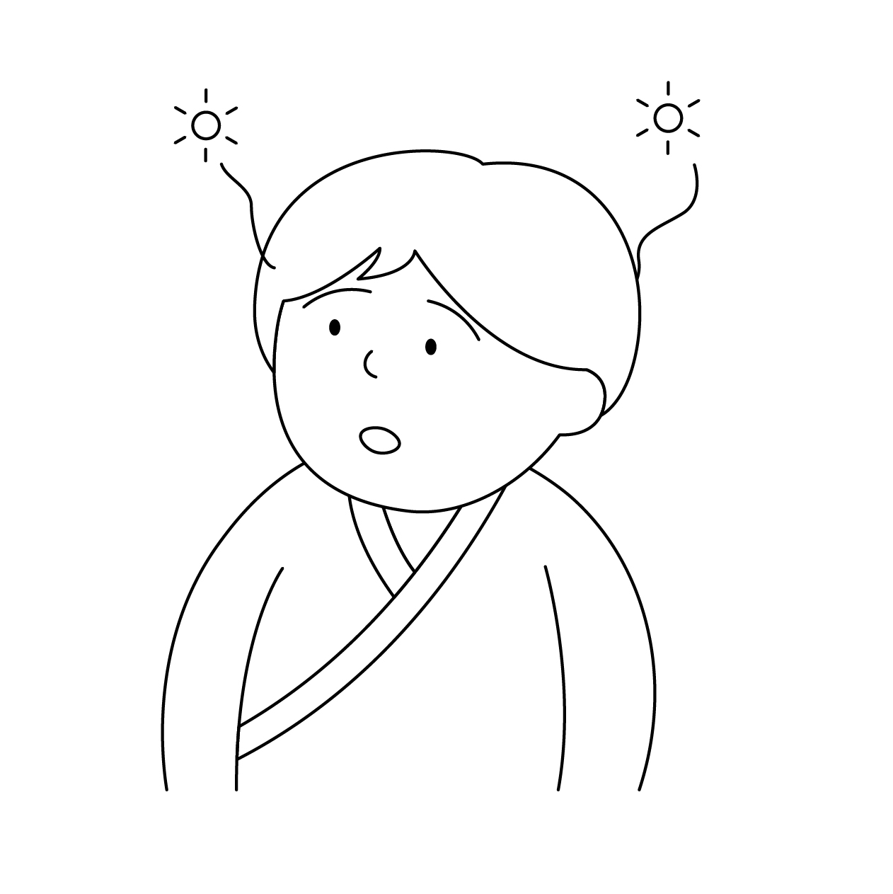 低活動型せん妄の男性患者の無料モノクロイラスト