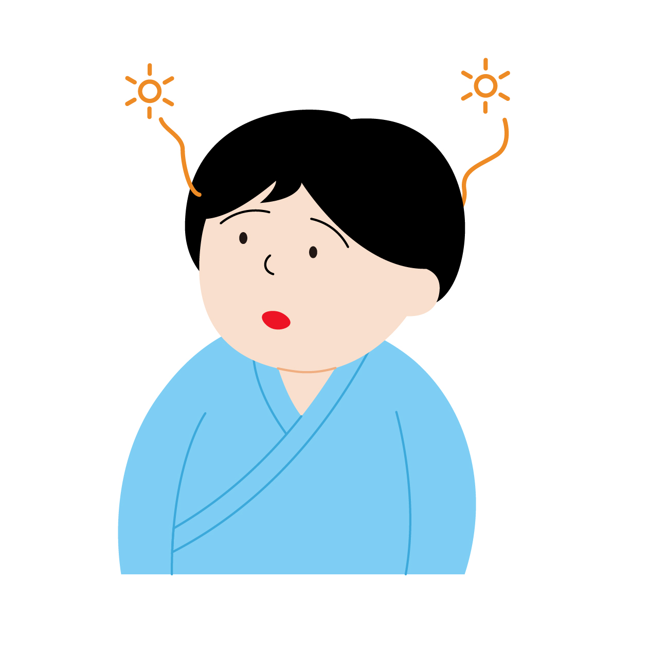 低活動型せん妄の男性患者の無料線なしイラスト