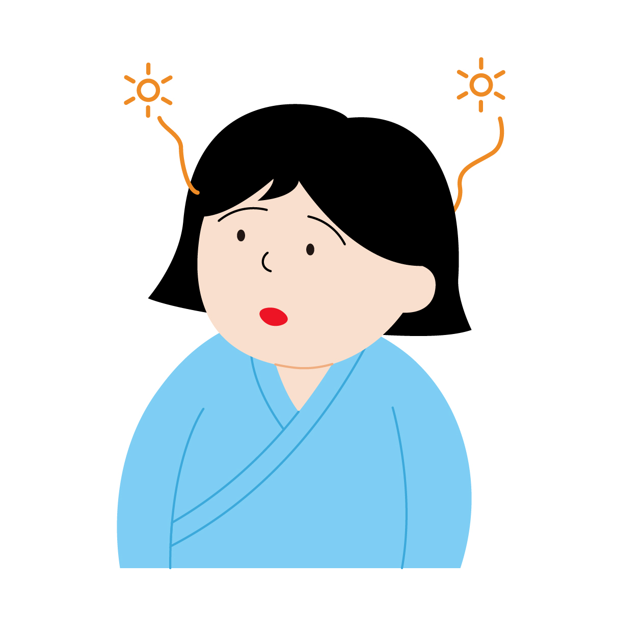 低活動型せん妄の若い女性患者の無料線なしイラスト