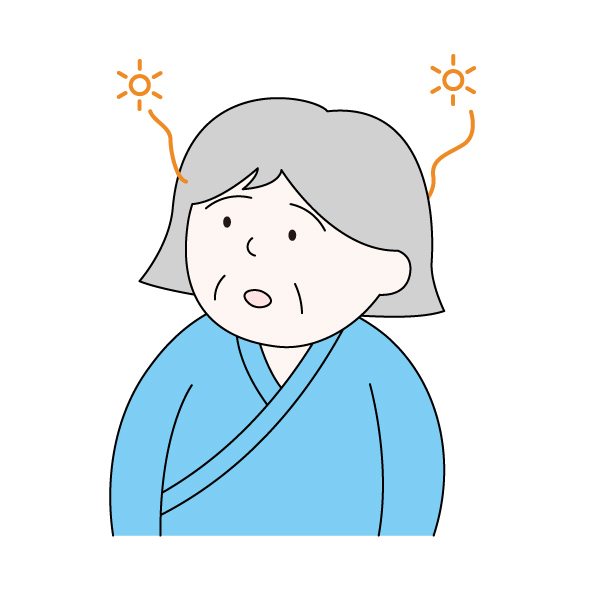 低活動型せん妄の高齢女性患者の無料カラーイラスト