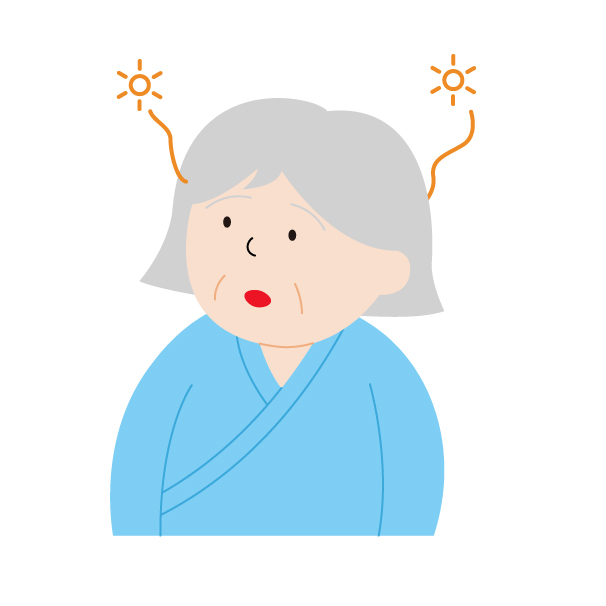 低活動型せん妄の高齢女性患者の無料線なしイラスト