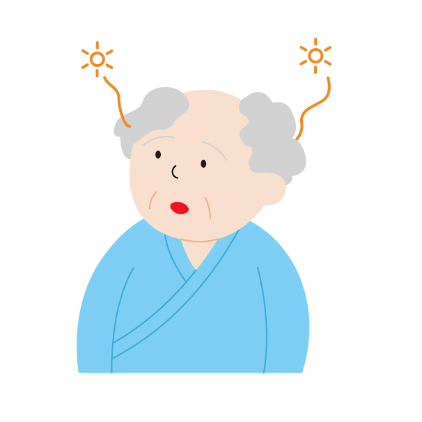 低活動型せん妄の高齢男性患者の無料線なしイラスト