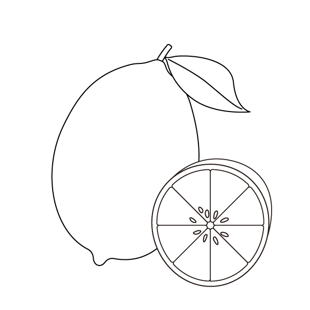 檸檬（レモン）の無料モノクロイラスト