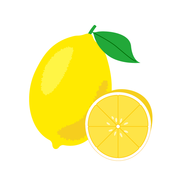 檸檬（レモン）の無料線なしイラスト