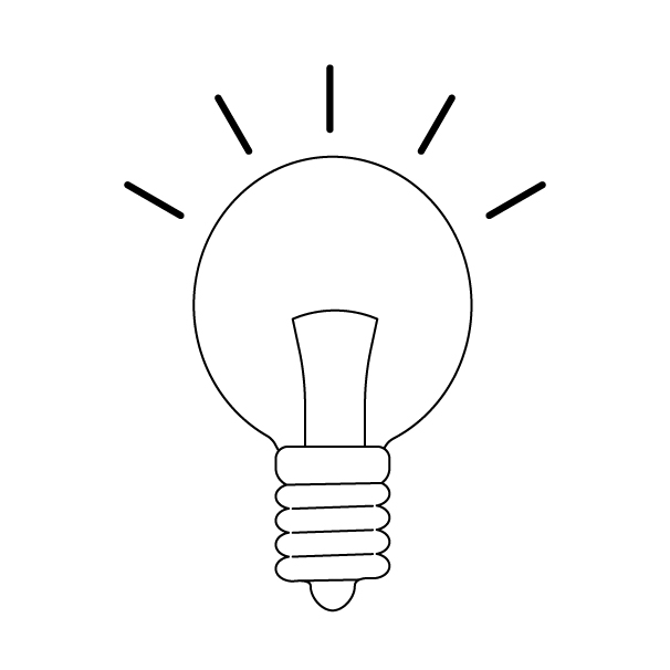 電球の無料モノクロイラスト