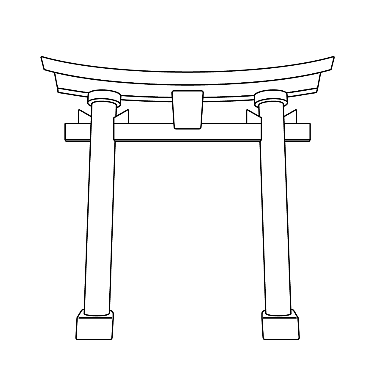 鳥居の無料モノクロイラスト