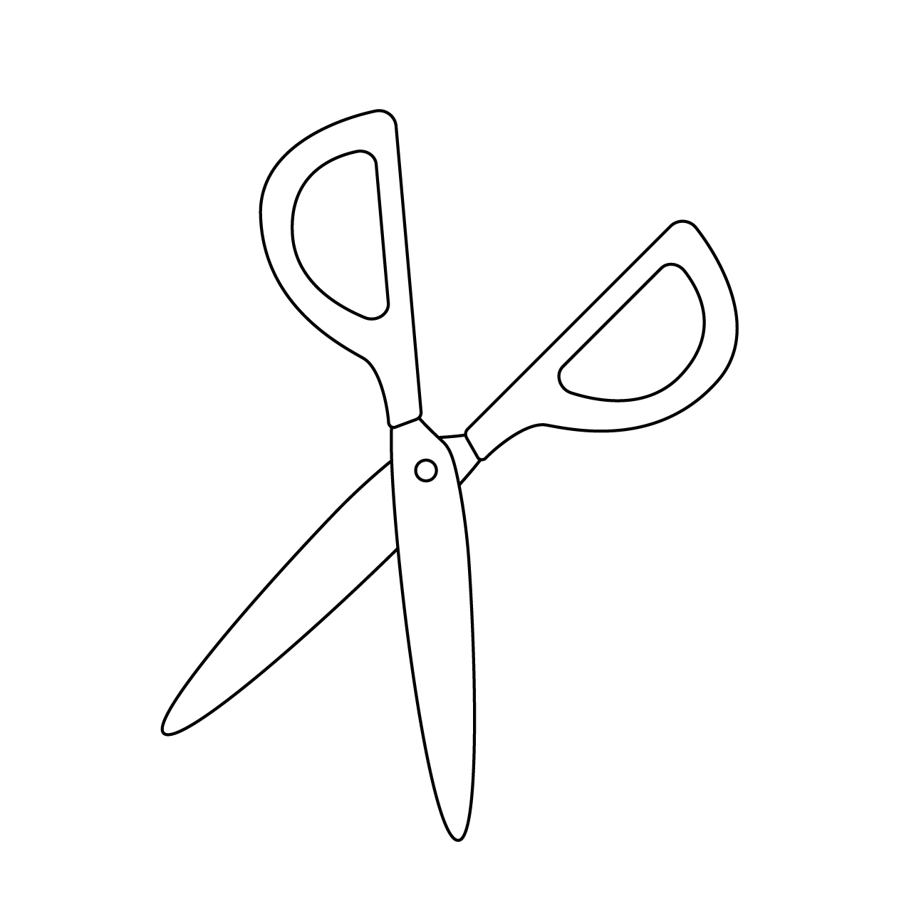 開いたハサミの無料モノクロイラスト