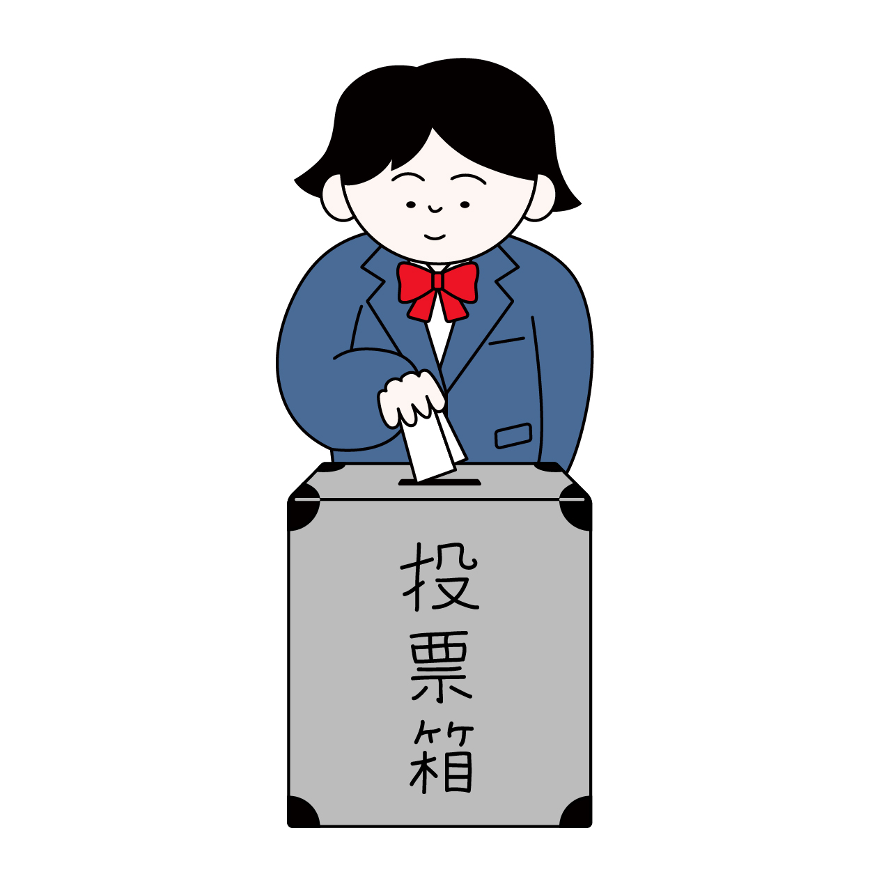 投票する女子高校生の無料カラーイラスト