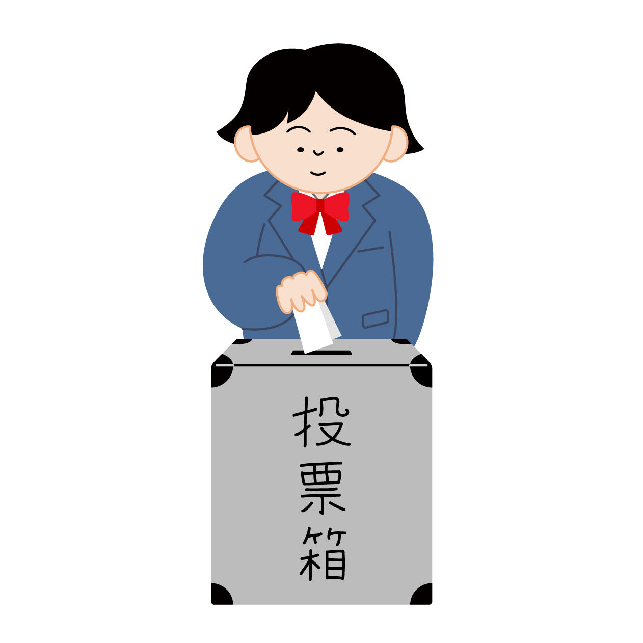 投票する女子高校生の無料線なしイラスト