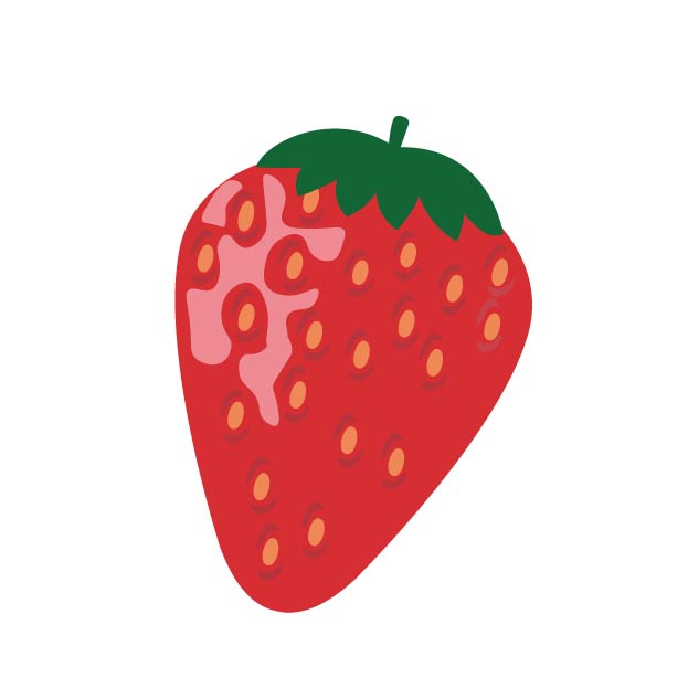 立体感のある苺(イチゴ)の無料線なしイラスト