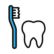 歯ブラシと歯のアイコンの無料カラーイラスト