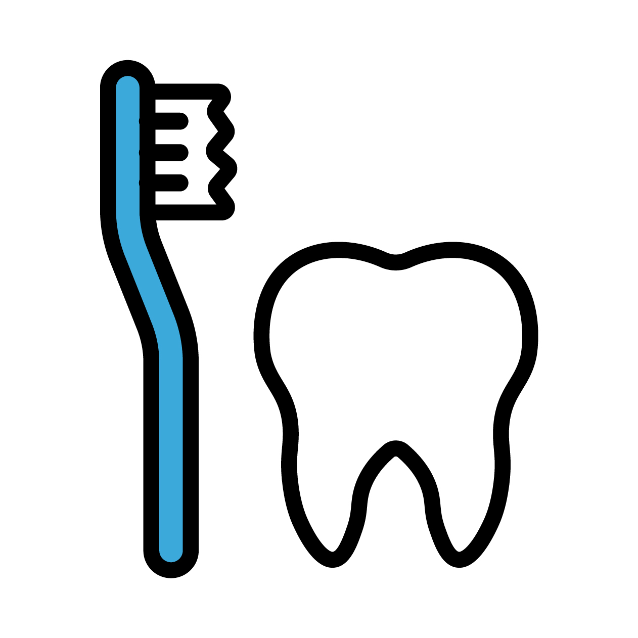 歯ブラシと歯のアイコンの無料カラーイラスト