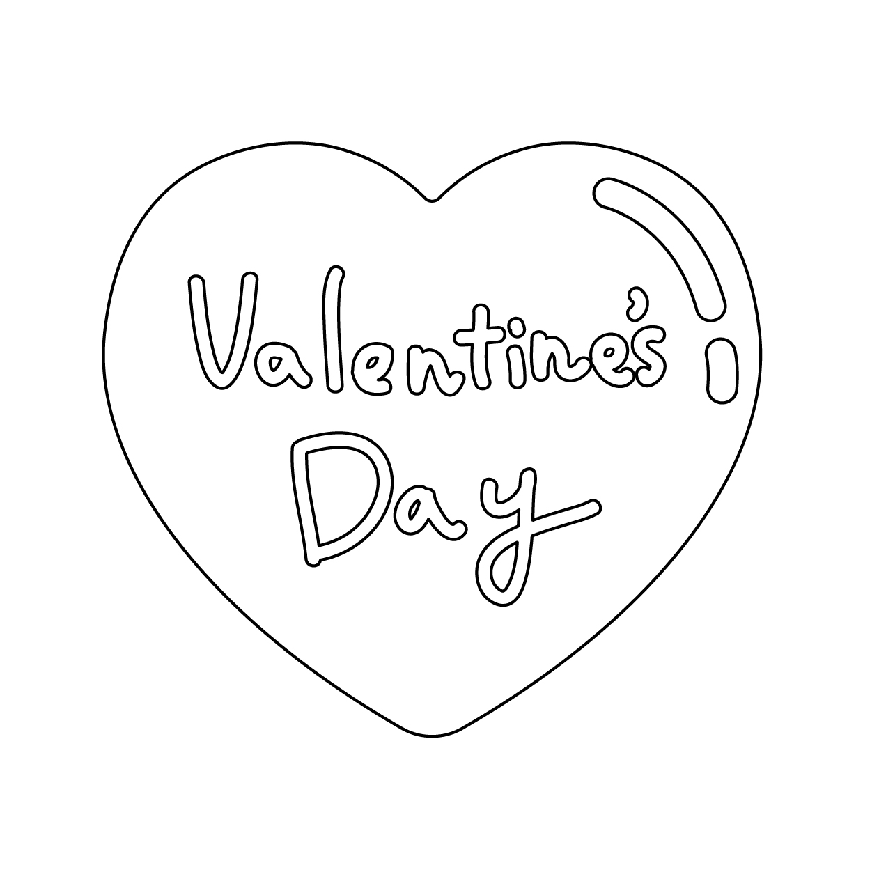 バレンタインデーのハートの無料モノクロイラスト