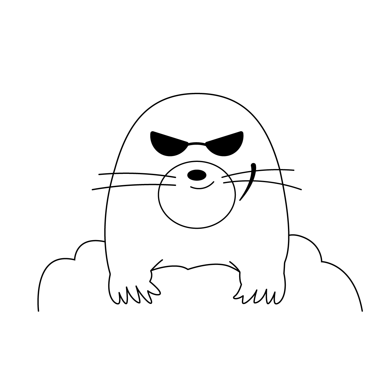 悪いモグラの無料モノクロイラスト