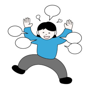 双極性障害（躁うつ病）の躁状態の女性の無料カラーイラスト