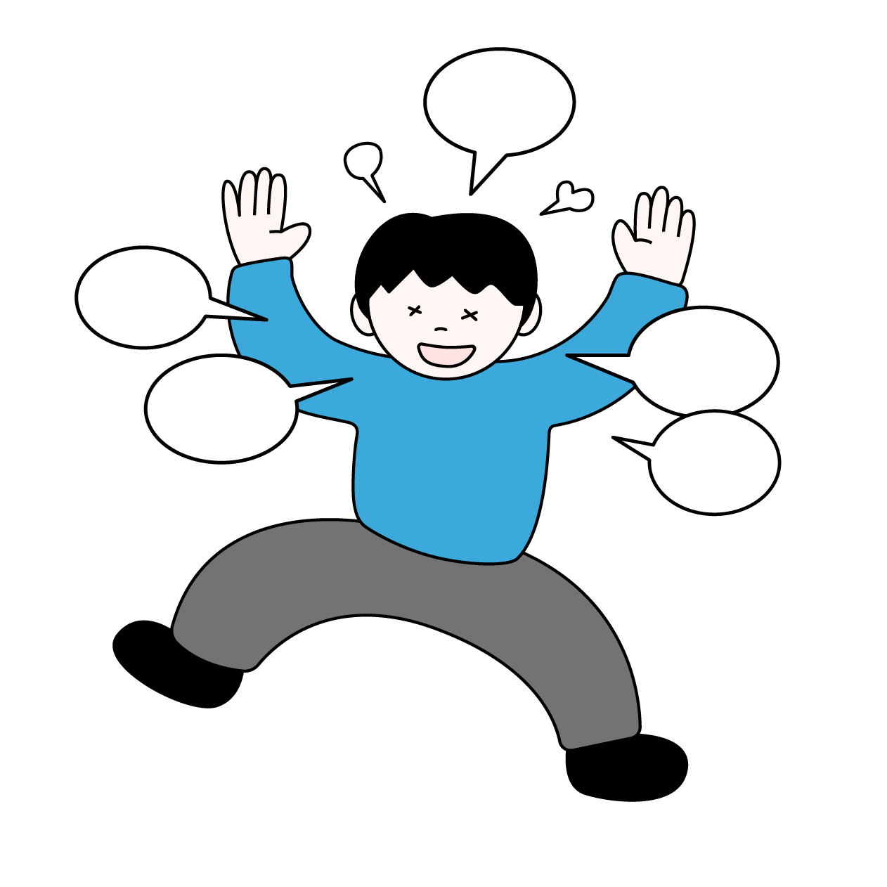 双極性障害の躁状態の男性の無料カラーイラスト