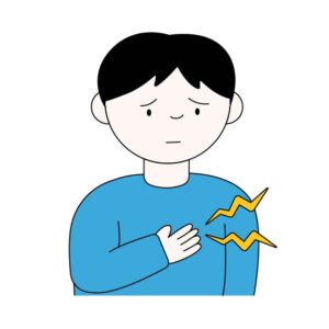 胸の痛みを感じる(動悸)男性の無料カラーイラスト