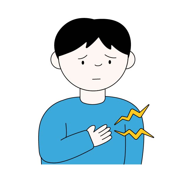 胸の痛みを感じる(動悸)男性