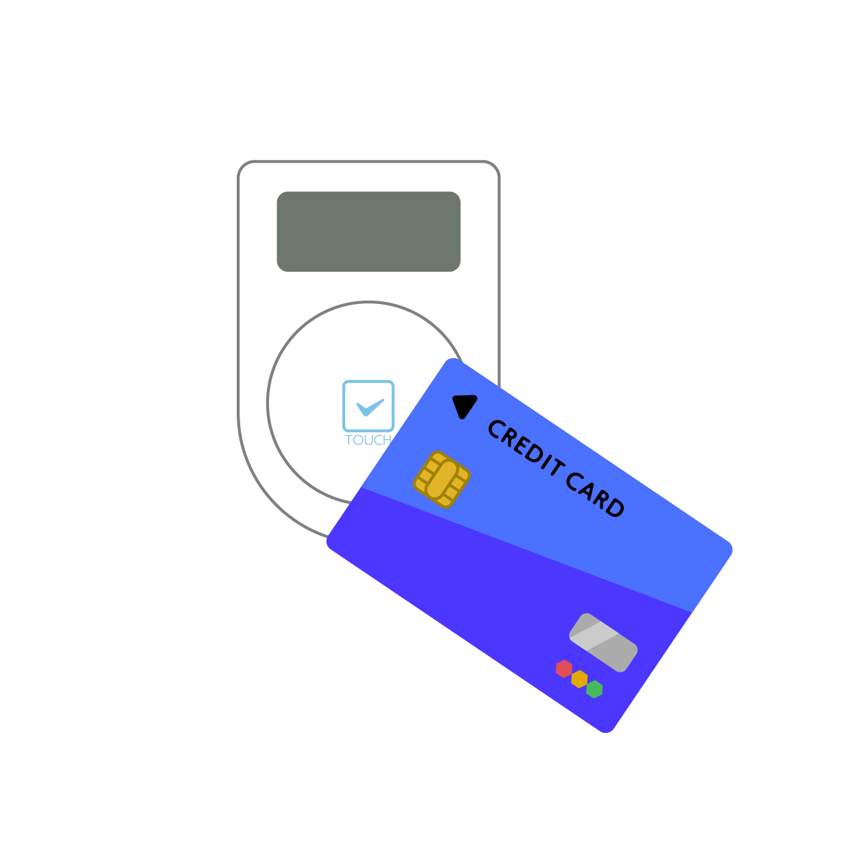 レジットカードのタッチ決済の無料線なしイラスト