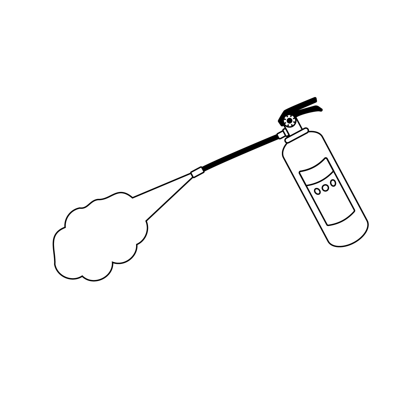 消火器の噴射の無料モノクロイラスト