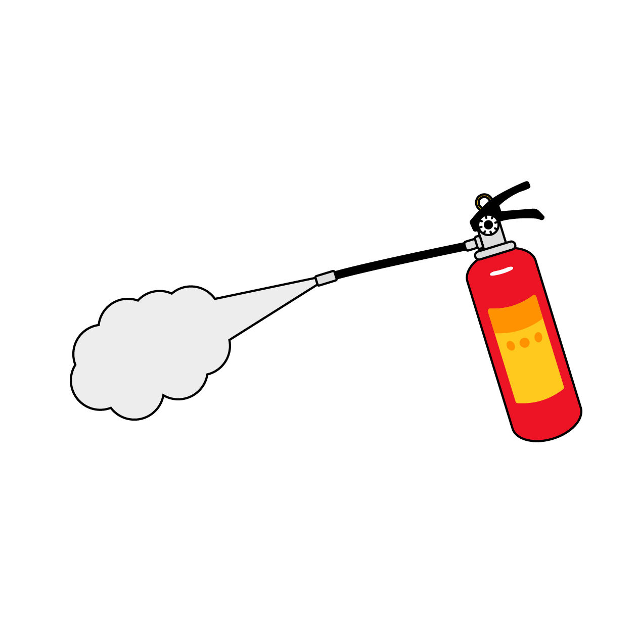 消火器と放射される消火剤