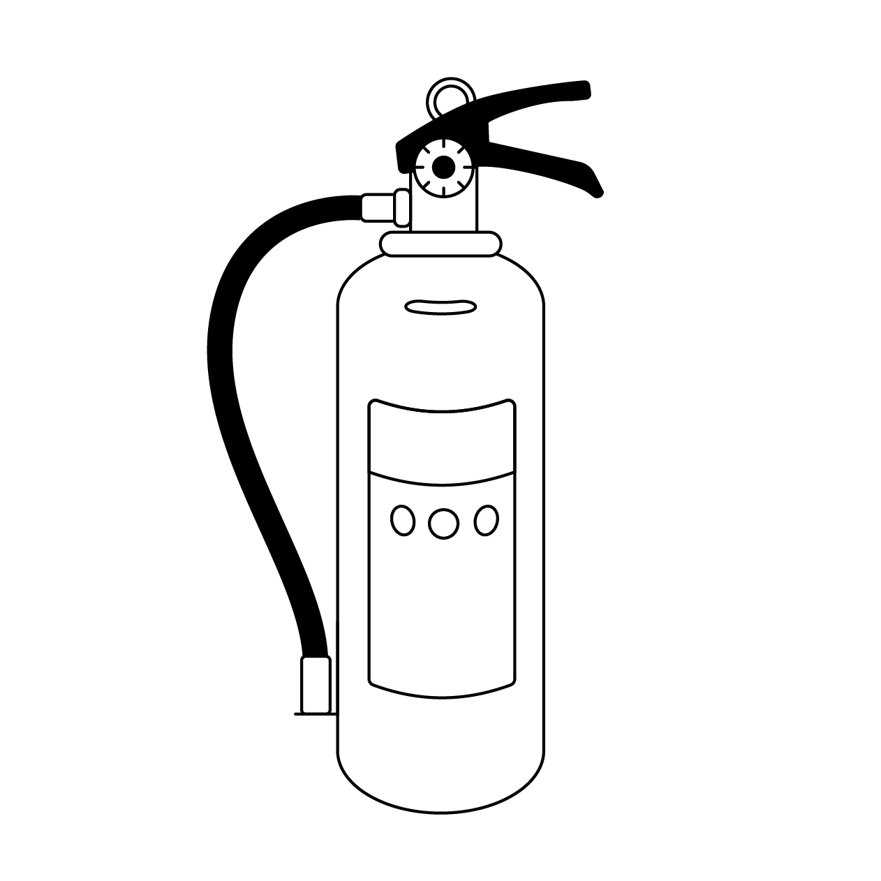 赤い消化器の無料モノクロイラスト