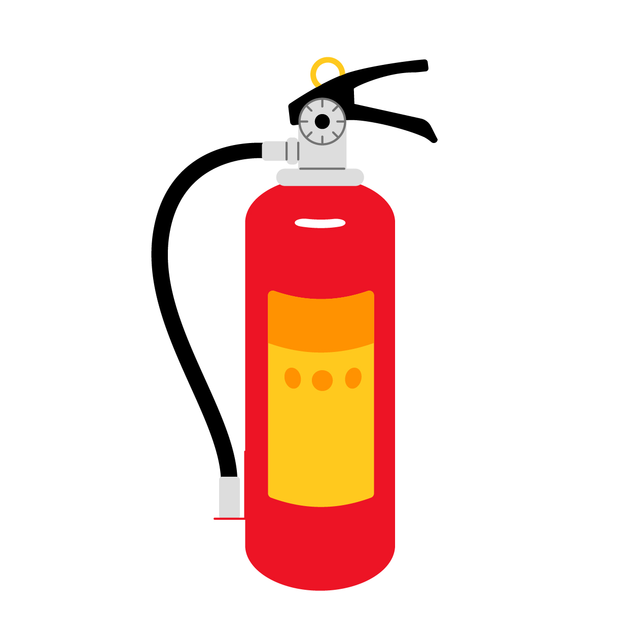 赤い消化器の無料線なしイラスト