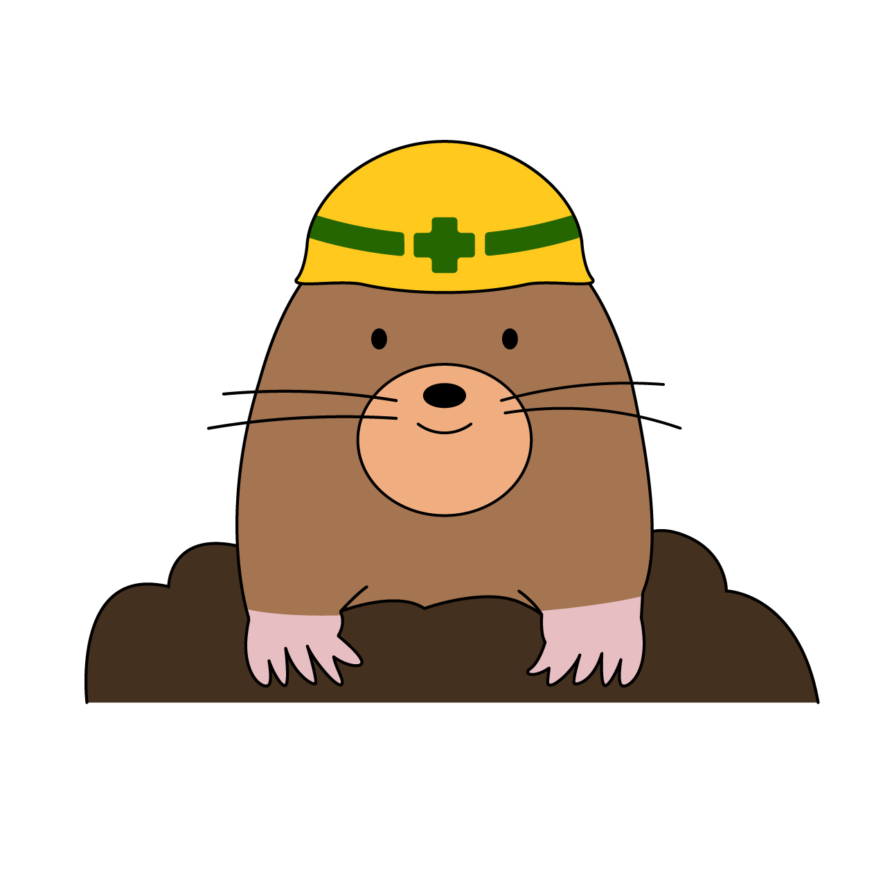 ヘルメットを被ったモグラ