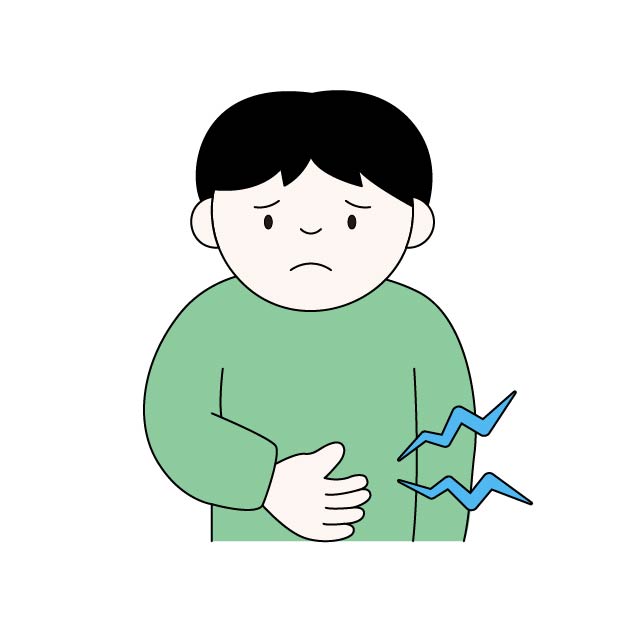 空腹感のある男性の無料カラーイラスト