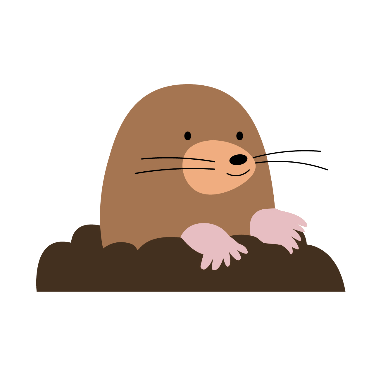 横を向いたモグラの無料線なしイラスト