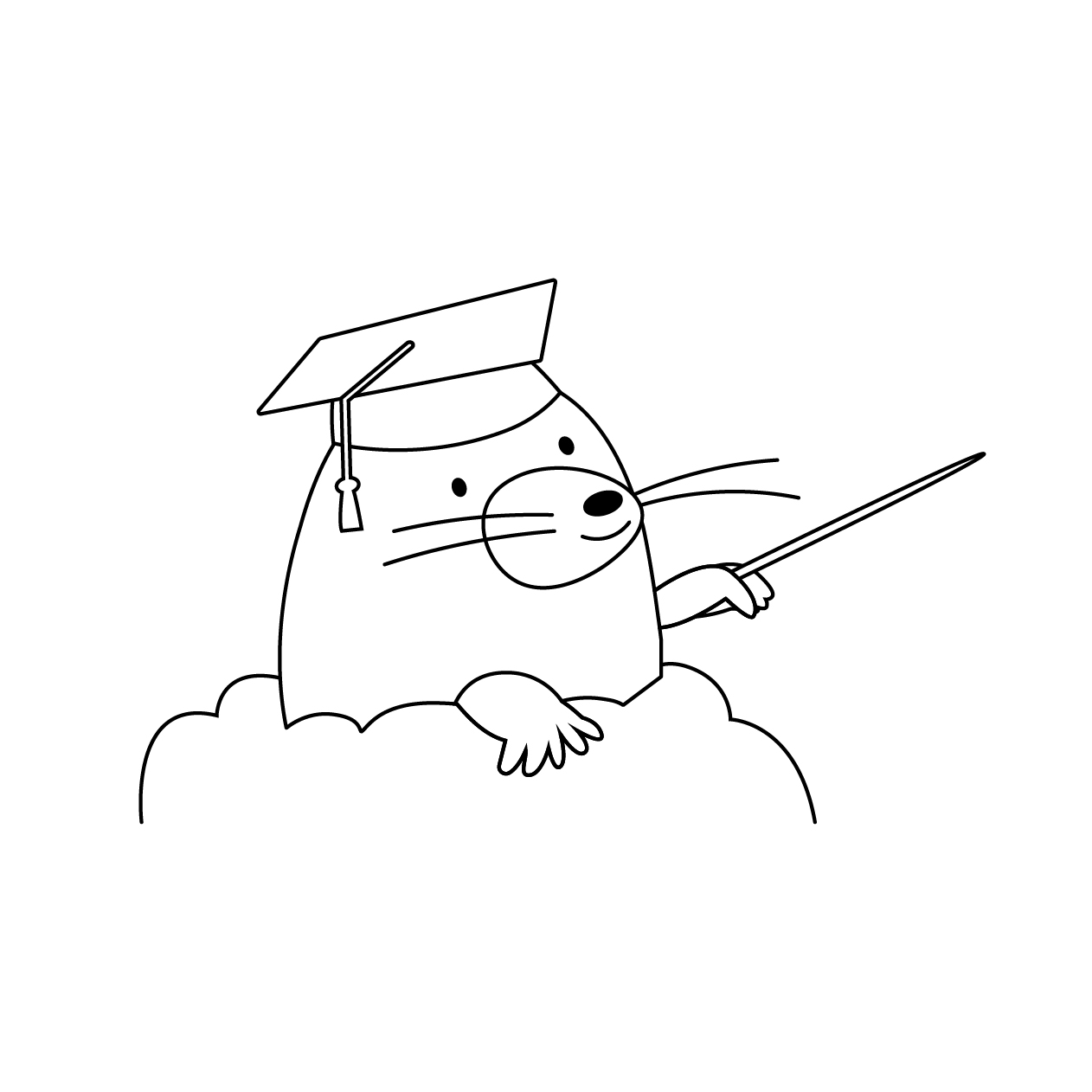 モグラの先生の無料モノクロイラスト