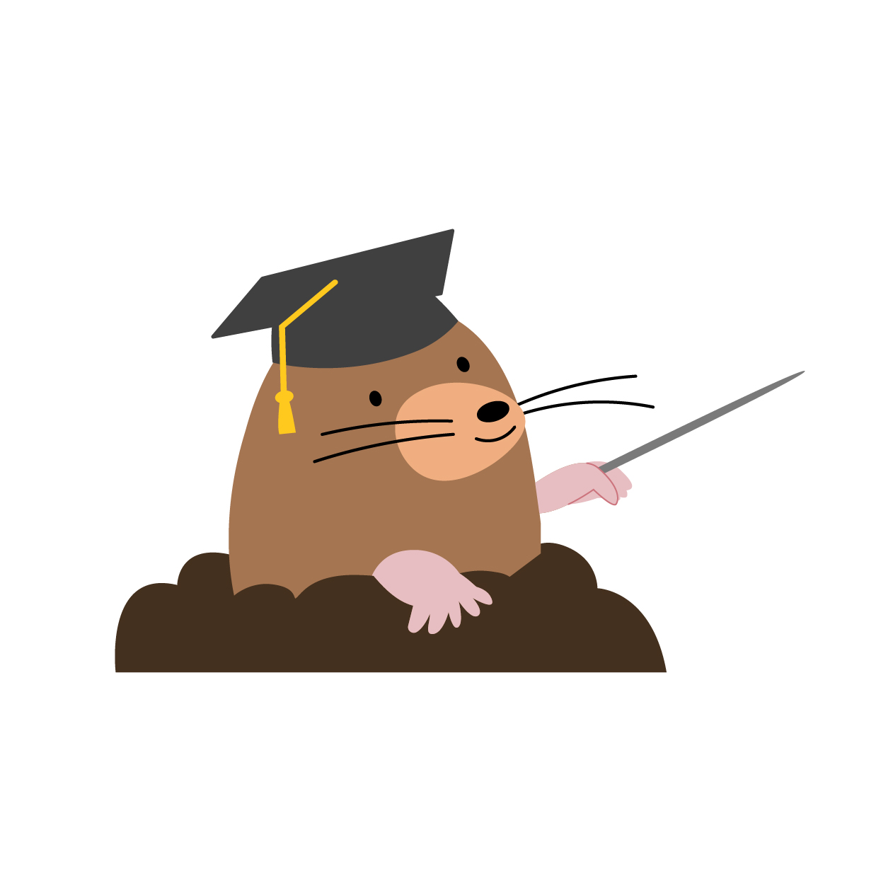 モグラの先生の無料線なしイラスト